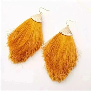 Gold Goldenrod Long Tassel Earrings NWT
